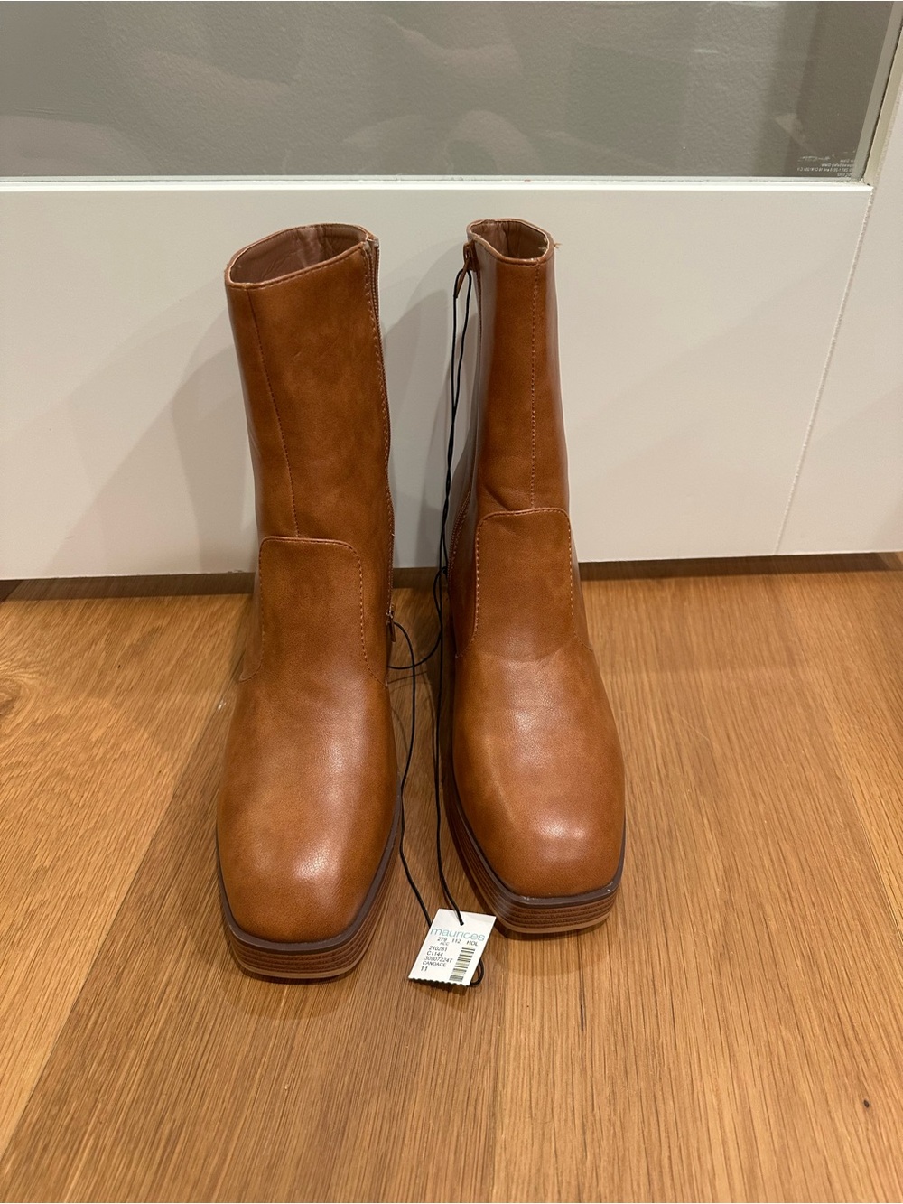 Maurices Tan Brown Square-Toe Heeled Boots